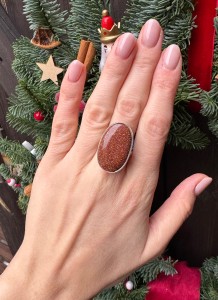 Pierścionek piasek pustyni owal  