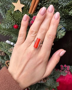 Pierścionek koral pomarańczowy 